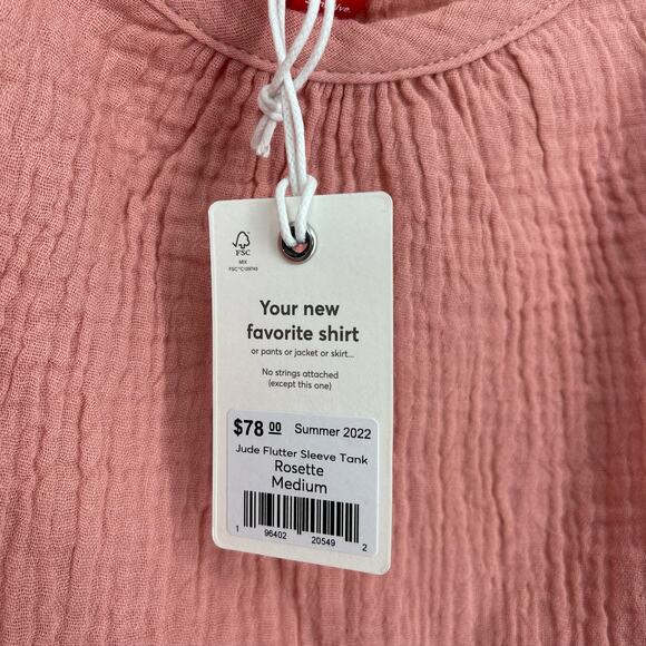 Marine Layer Jude Flutter Sleeve Tank Rosette Pink Medium NWT - Picture 5 of 7